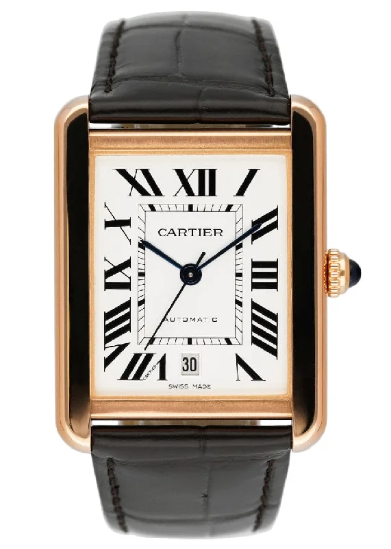 Cartier Tank Solo XL W5200026 18K Rose Gold Mens Watch