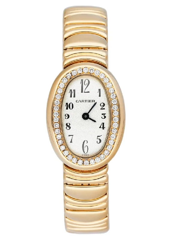 Cartier Baignoire Mini WB5047D8 / 1960 Diamond 18k Yellow Gold Ladies Watch