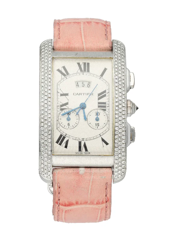 Cartier Tank Americaine 2569 White Gold Diamond Ladies Watch