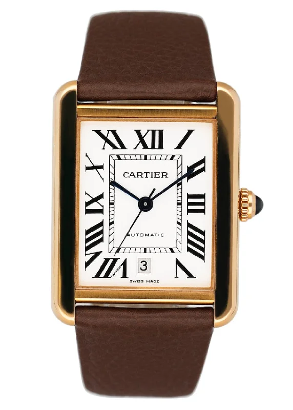 Cartier Tank Solo XL W5200026 18K Rose Gold Mens Watch Box Papers