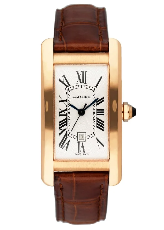 Cartier Tank Americaine W2620030 18K Rose Gold Watch Box Papers