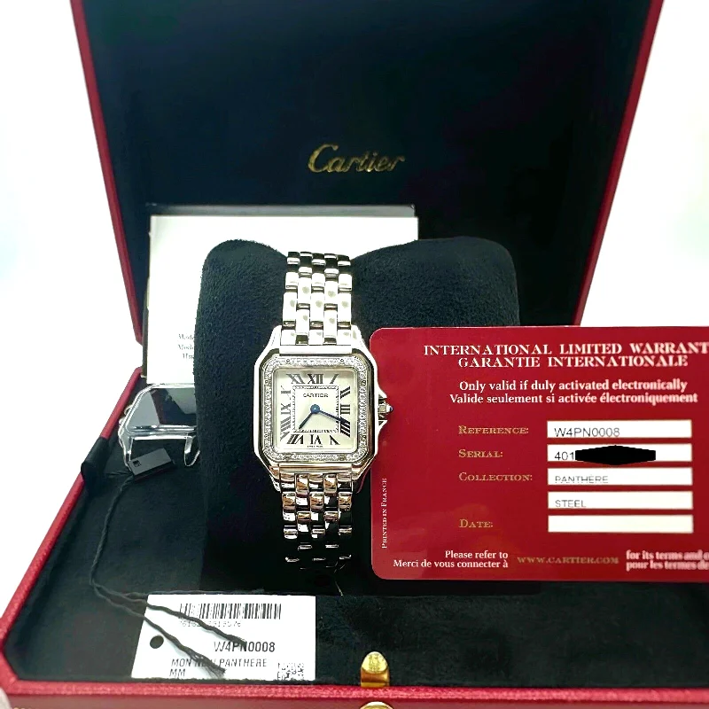 Cartier Panthere W4PN0008 Ref 4016 Diamond Bezel Stainless Steel Box Paper