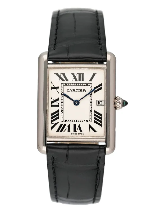 Cartier Tank Louis W1540956 Large Size 18K White Gold Ladies Watch