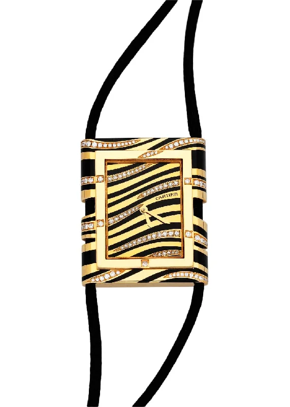 Cartier LIBRE FÉLINE WJ302771 Diamond Yellow Gold Enamel Necklace Watch