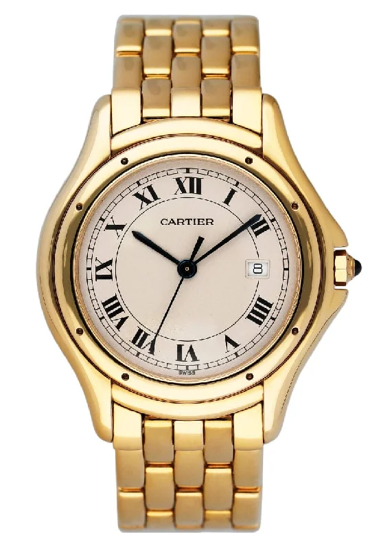 Cartier Cougar Figaro W25013B9 18k Yellow Gold Watch