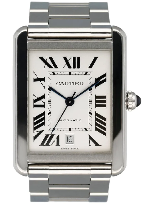 Cartier Tank Solo XL W5200028 Stainless Steel Mens Watch With Papers